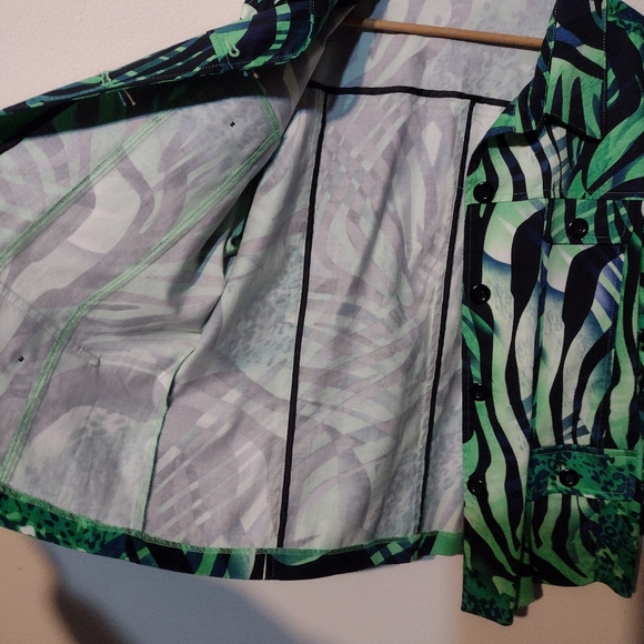 Erin London size L fabulous tropical blazer green 💚 and Blue & Black - Picture 10 of 10